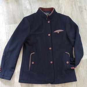 Chouyatou Vintage Wool Blend Peacoat Mens